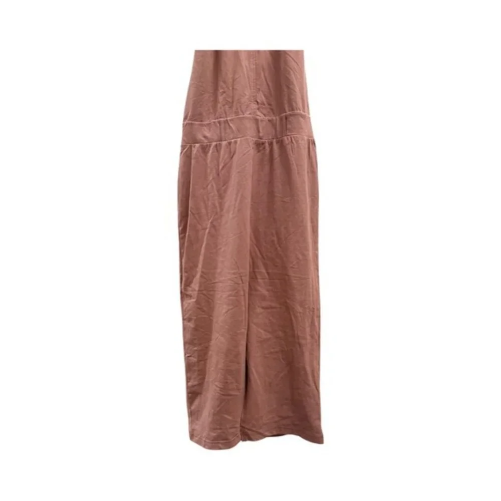 FP Beach Halter Maxi Dress – Boho Backless V-Neck in Rose & Cocoa | M - Picture 7 of 8